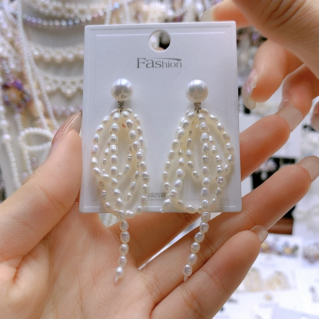 银S925镶嵌耳饰淡水珍珠缘*