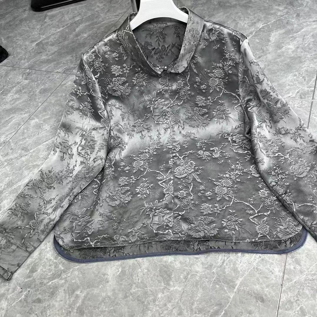 娃娃领老料秋季时尚气质女装显瘦新款百搭上衣长袖小衫121