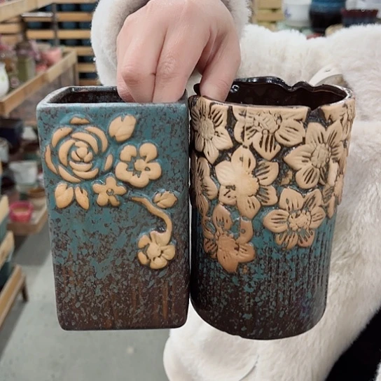 红陶树枝材质多肉摆件花盆