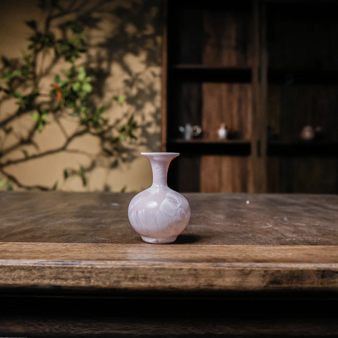 【小田甄陶】粉色束口花瓶（Q7957）