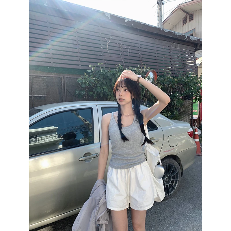 香香的蕉 针织背心带胸垫内搭透气百搭修身吊带