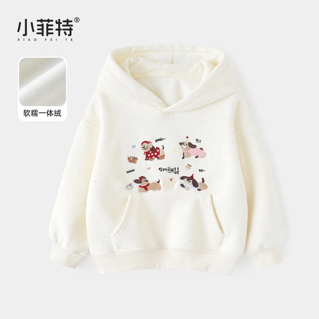 小菲特女童冬加绒连帽卫衣中大童休闲上衣儿童保暖衣服YNYD56895