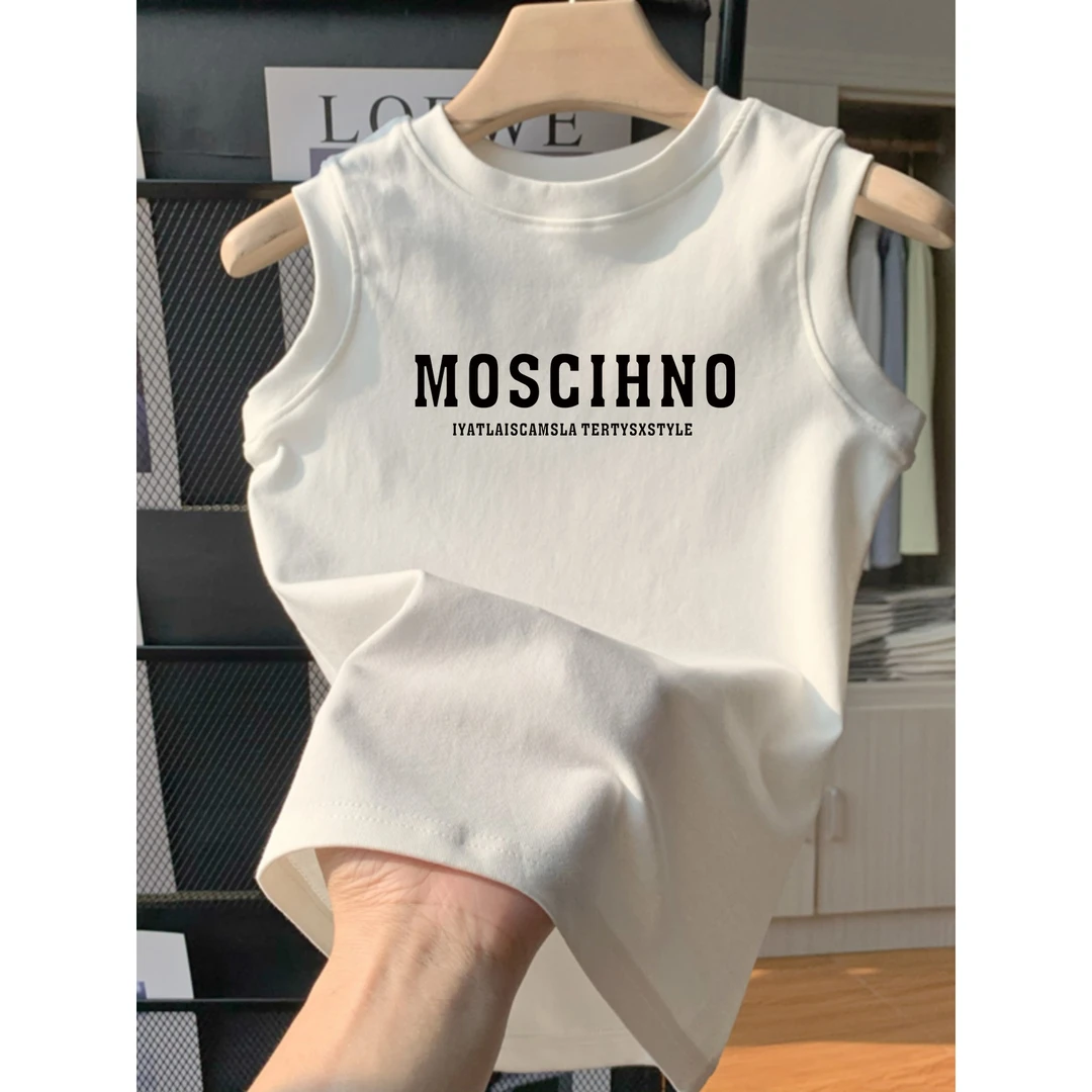 印花圆领背心女春夏内搭打底时尚2025遮副乳修身显瘦无袖工字上衣