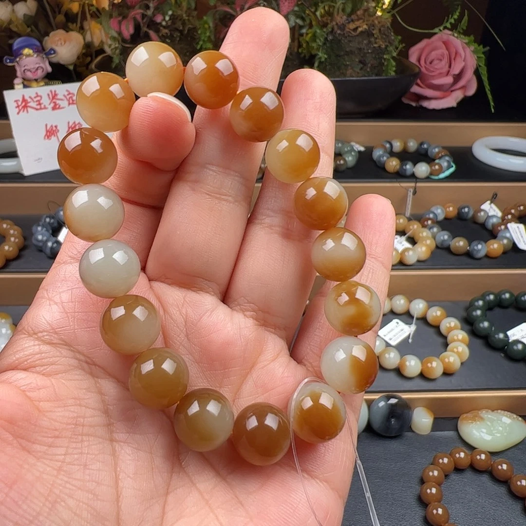 和田玉未镶嵌手链新疆且末金山卡12