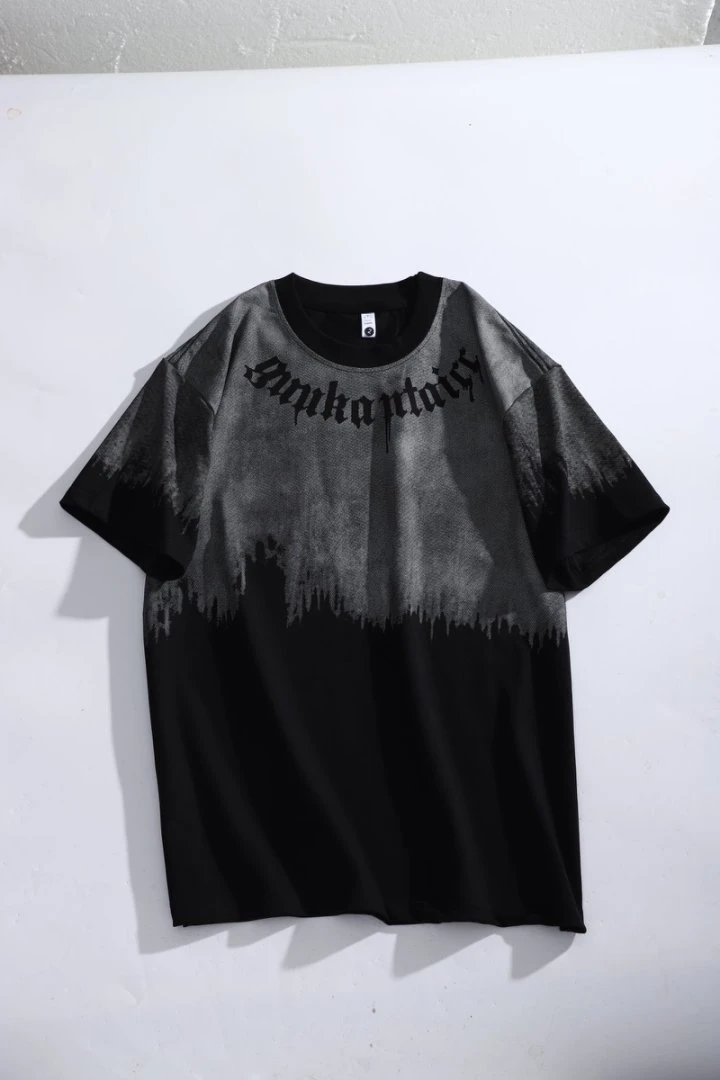 W802重磅280重工渐变丝光棉短袖T恤男女同款情侣半袖上衣