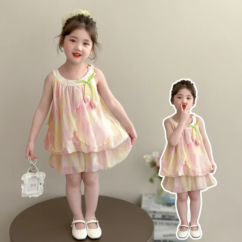 女童夏季套装2025新款洋气儿童无袖吊带两件套2025年款衣服儿童