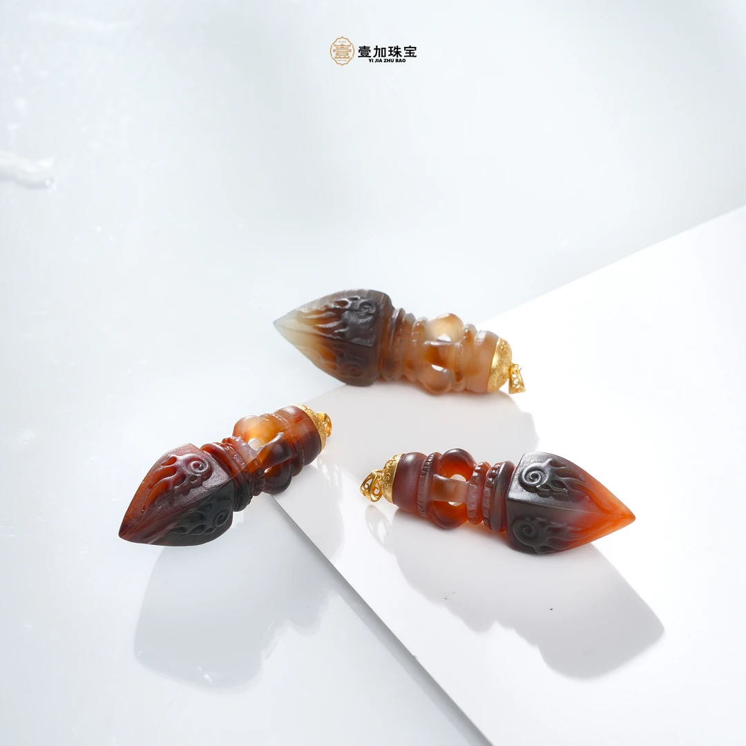 壹加小羊精选/黑橘爆砂18k金镶杵杵吊坠多样性发一个