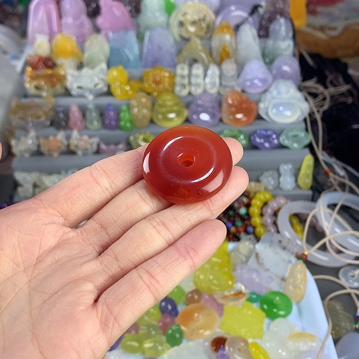 桃***花玛瑙/玉髓未镶嵌颈饰