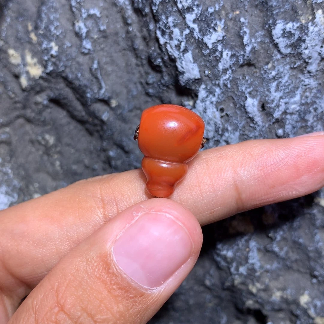 南红玛瑙未镶嵌柿子三通11.4火焰纹