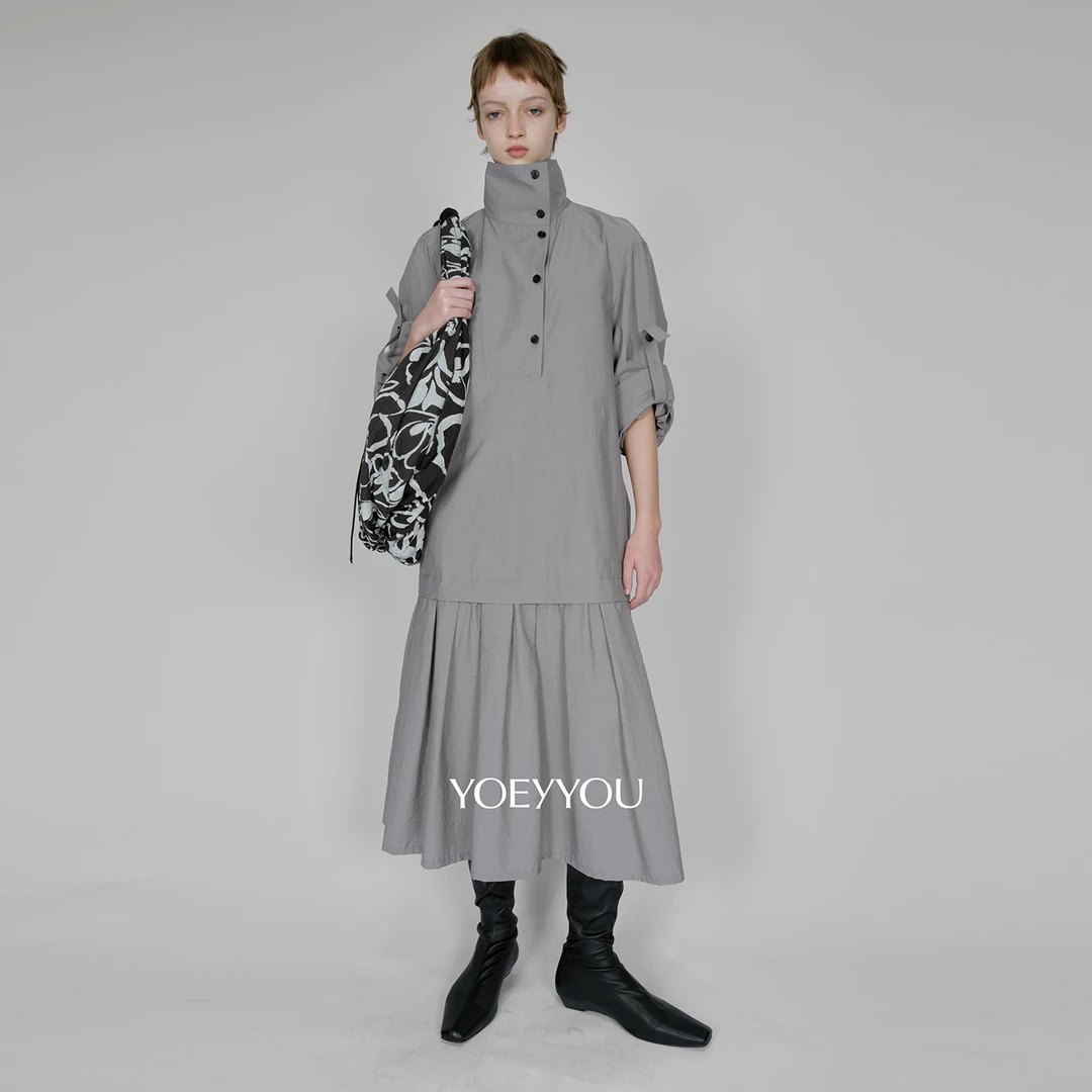 YOEYYOU设计师品牌斜襟领衬衫式连衣裙DSC买手店DY5Y04103