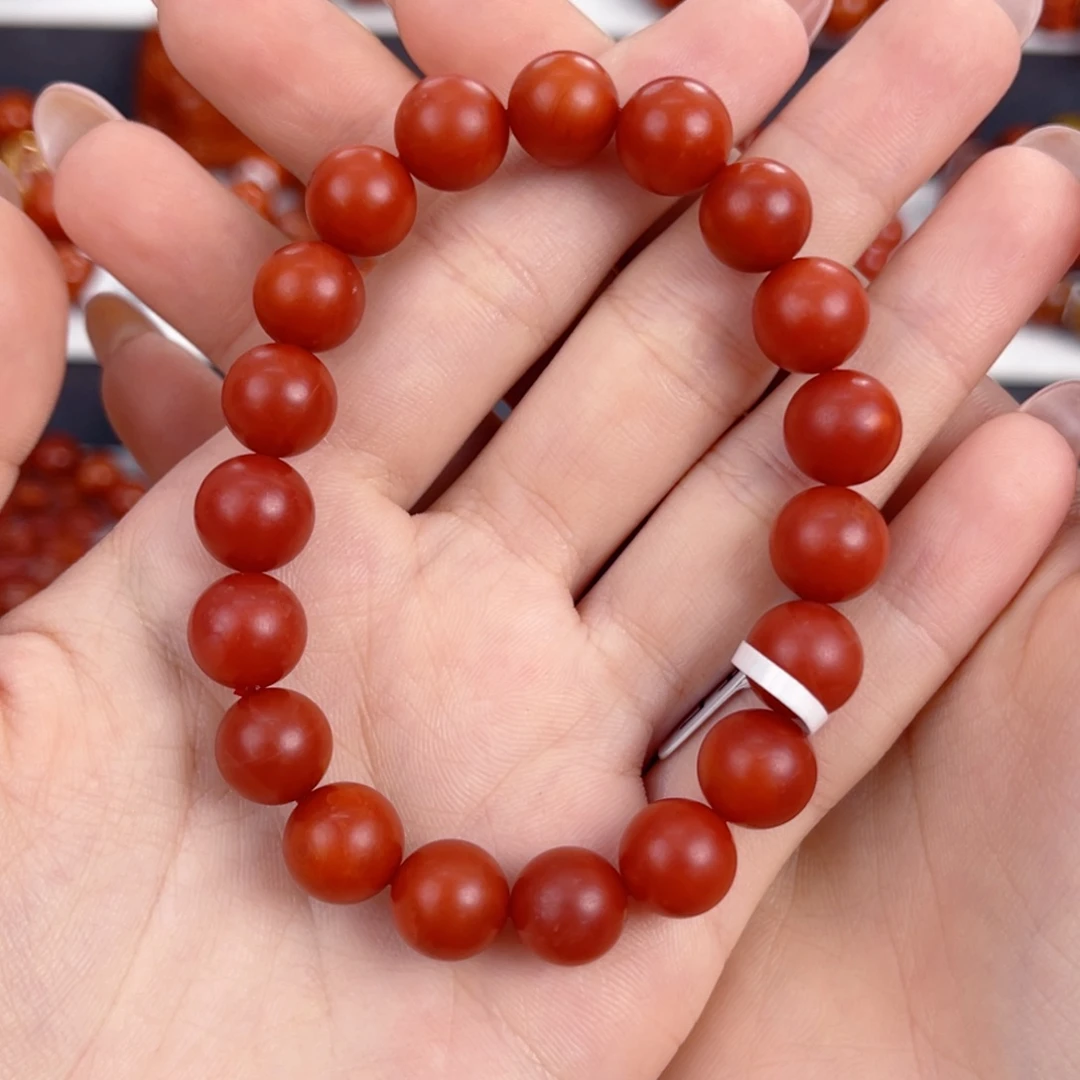 南红玛瑙未镶嵌保山阿东寨锦红10mm手串