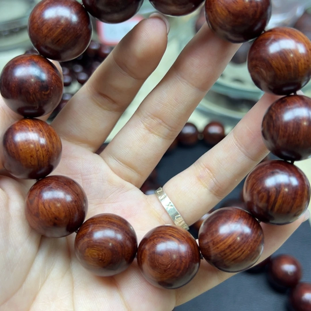 沉***香手串/手链花梨木类海南红降18黄满油单圈满纹微瑕