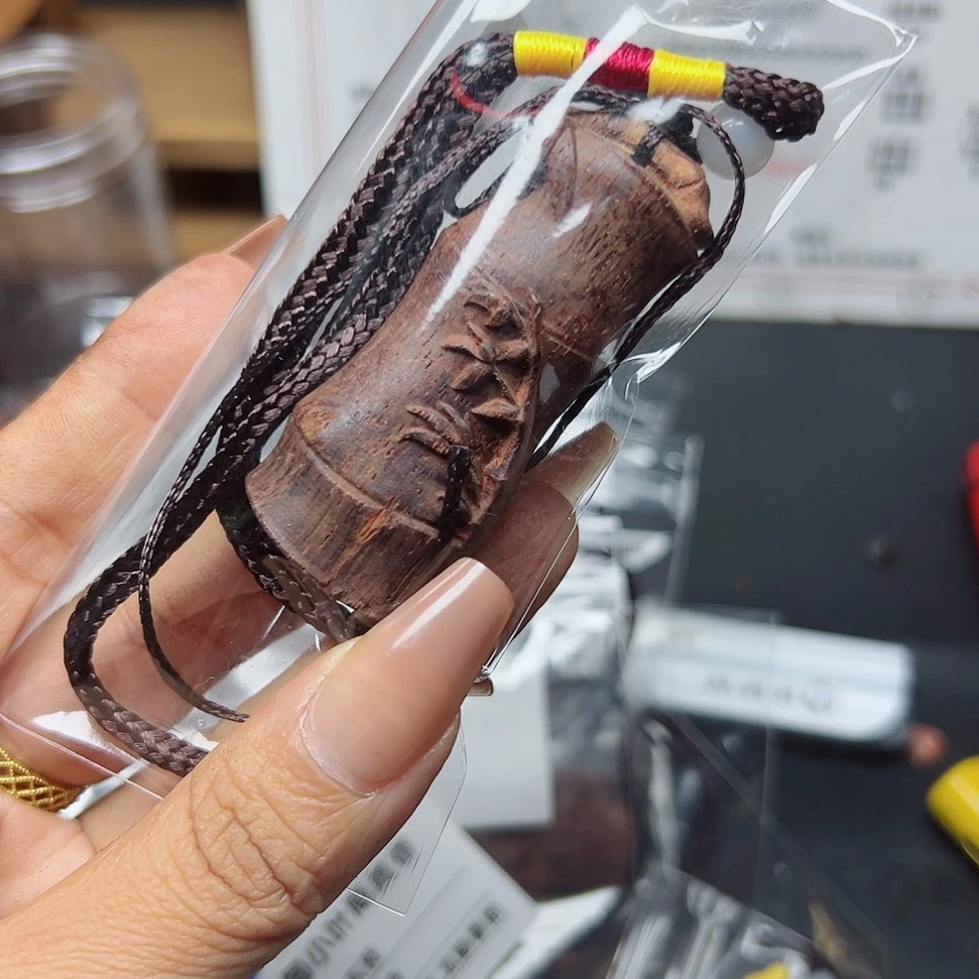 藤类降真香缅甸东枝料绿油雕刻竹子29.9