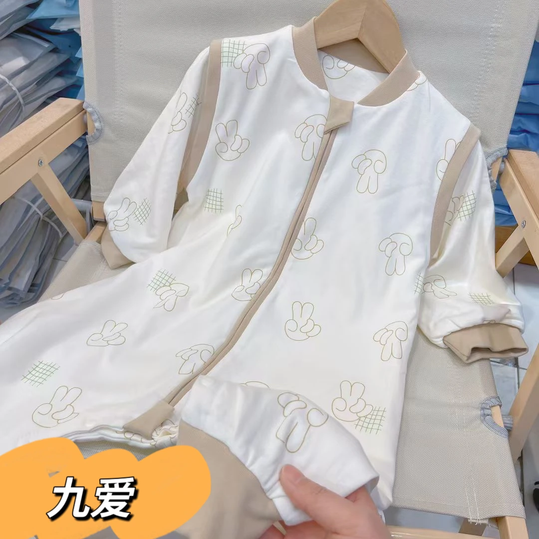 卡通风A类休闲风通用睡袋连体衣幼儿双层印花闭裆春秋