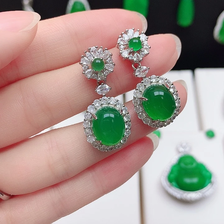 玛瑙/玉髓耳坠银S925镶嵌