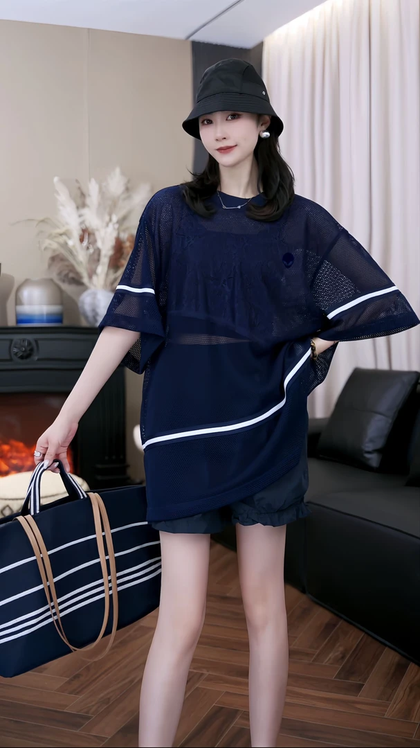 设计师原创夏季新款透气舒适凉感宽松显瘦百搭大T恤Z352139