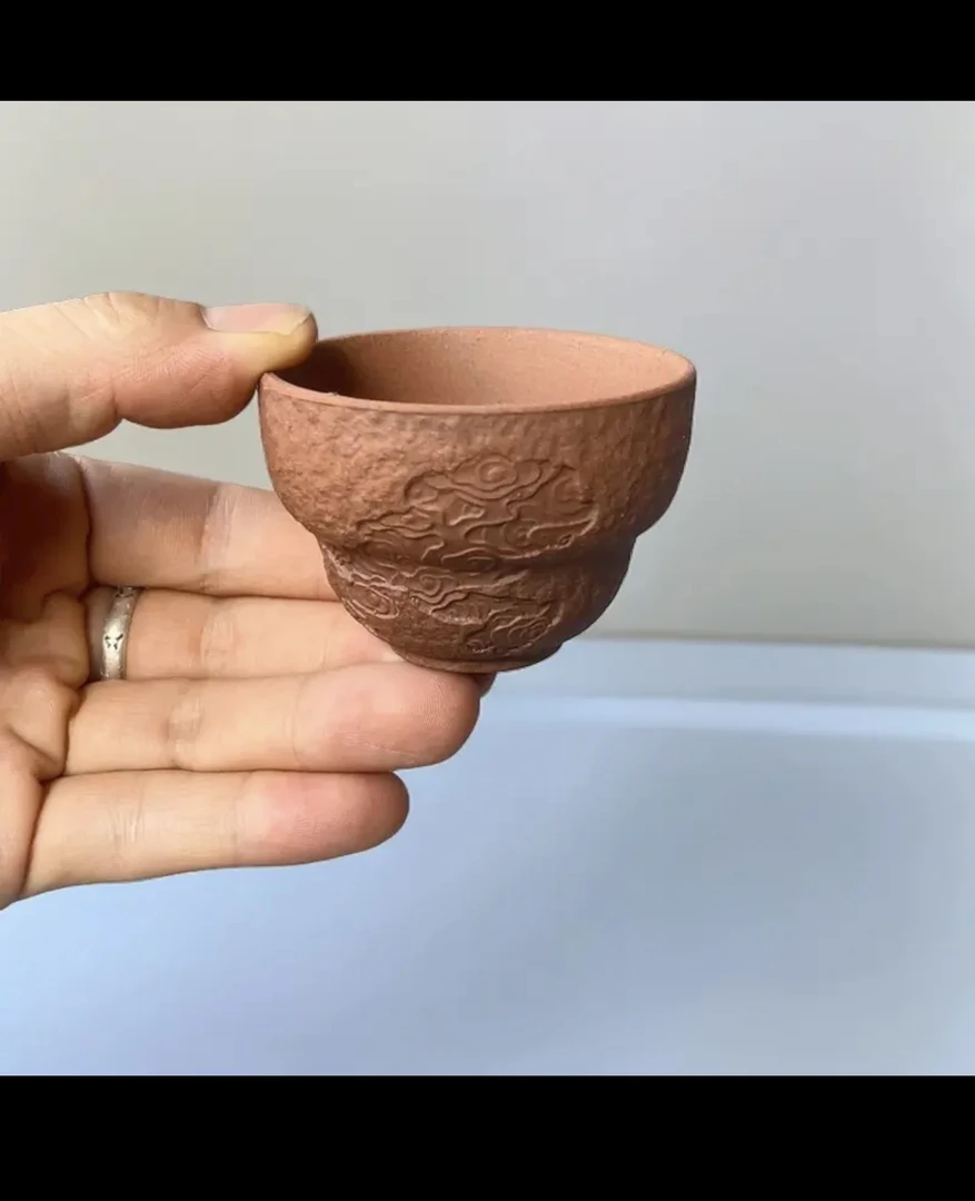 祥云福禄主人杯品茗杯茶具家用60mI粗陶单杯老岩泥茶杯客杯15158
