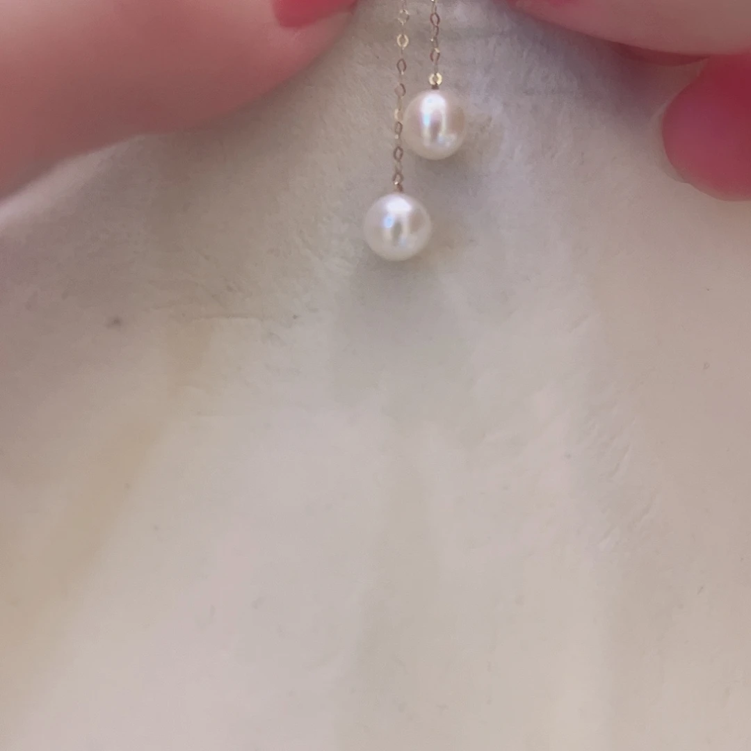 18K金镶嵌淡水珍珠耳饰