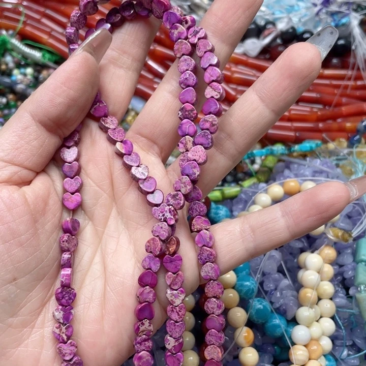 玛瑙/玉髓合金珠宝半成品一条6m爱心