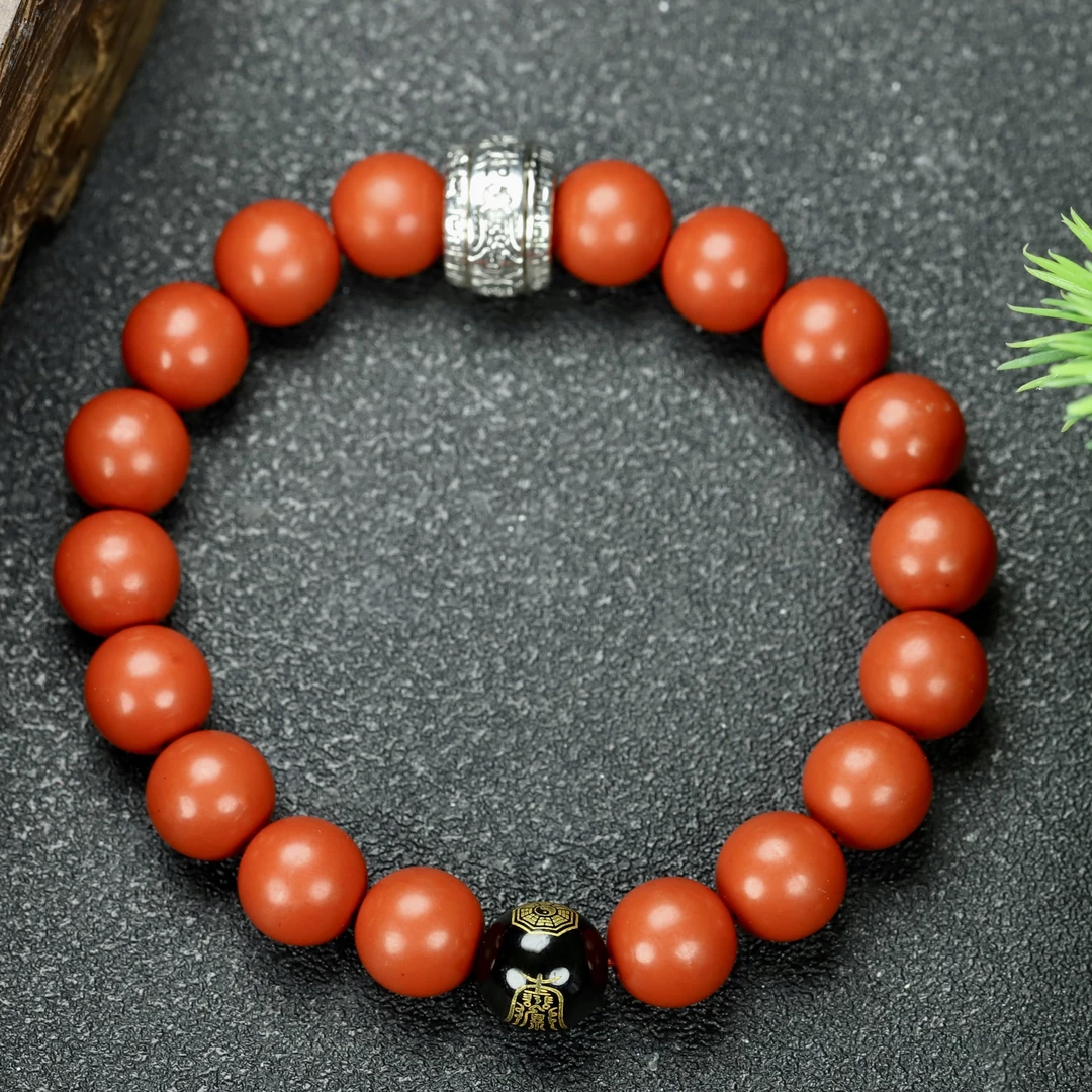 含辰砂工艺品朱砂红砂单圈圆珠手串新款(SL03)