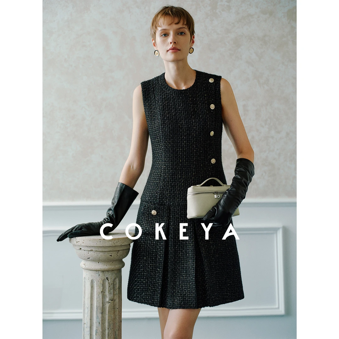 COKEYA/千金玛德琳~香家25早秋系列琎口羊毛编织粗花呢无袖