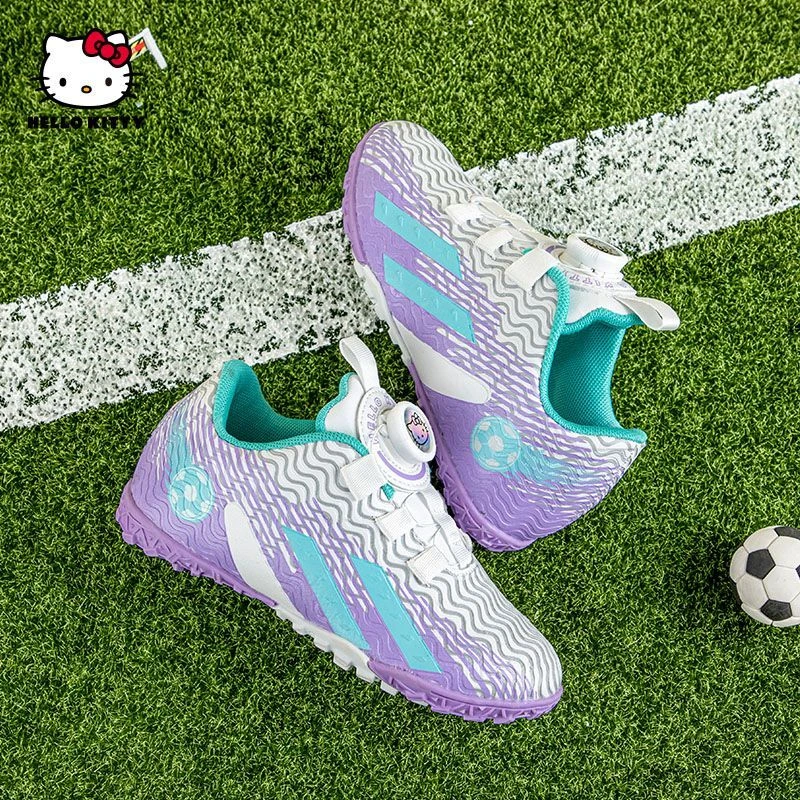 HelloKitty童鞋女童运动鞋2025春秋新款轻便足球鞋旋钮碎钉鞋