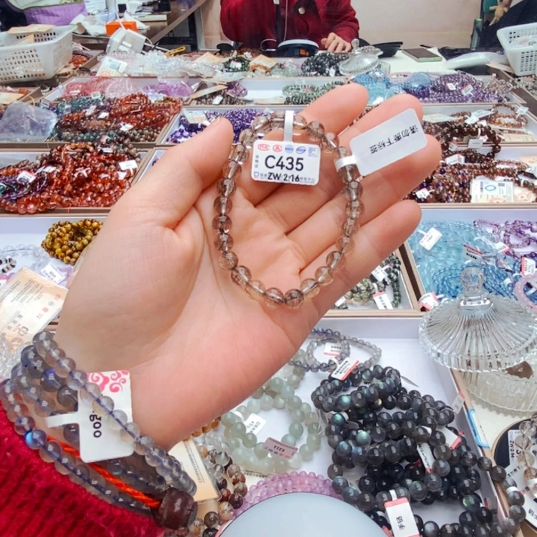 水晶手链未镶嵌天然银发7m m C435