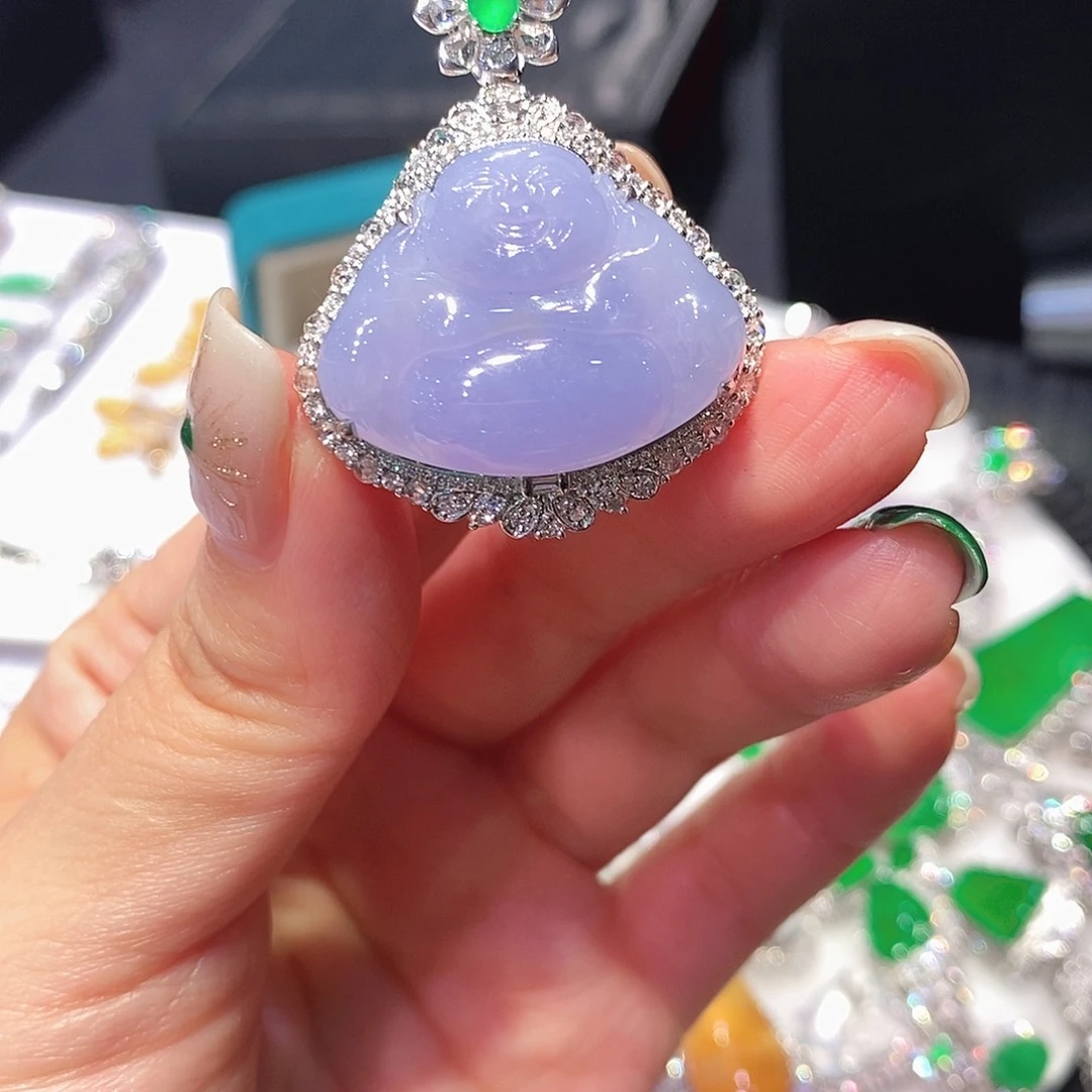 翡翠18K金镶嵌吊坠(不含链)佛公