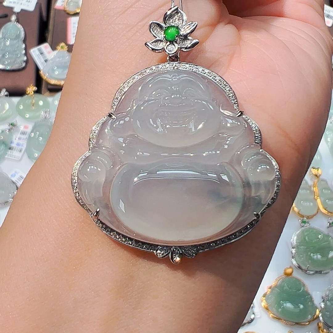 翡翠18K金镶嵌吊坠(不含链)佛公