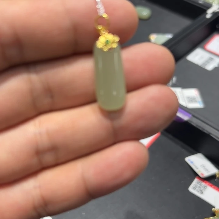和田玉（青玉）银S925镶嵌颈饰