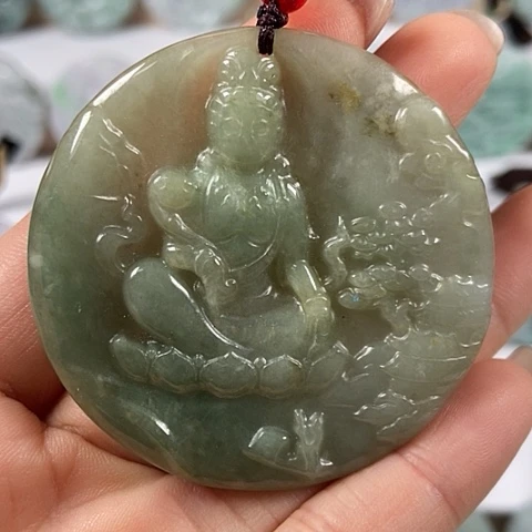 翡翠颈饰未镶嵌山水观音福利