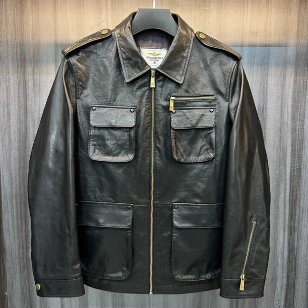 【金6皮匠】M60猎装头层牛皮油蜡真皮男士皮衣3908