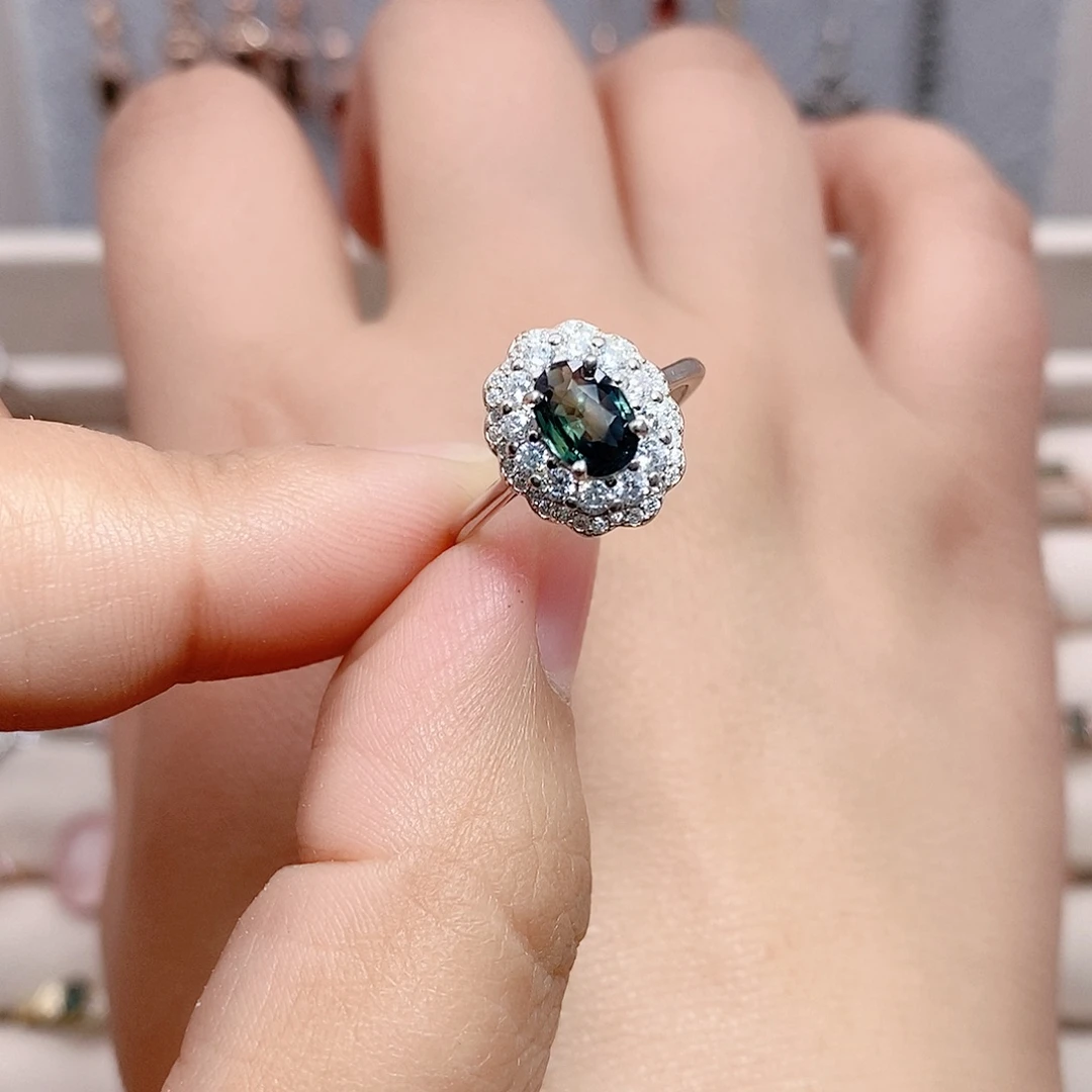 银S925镶嵌戒指蓝宝石戒指