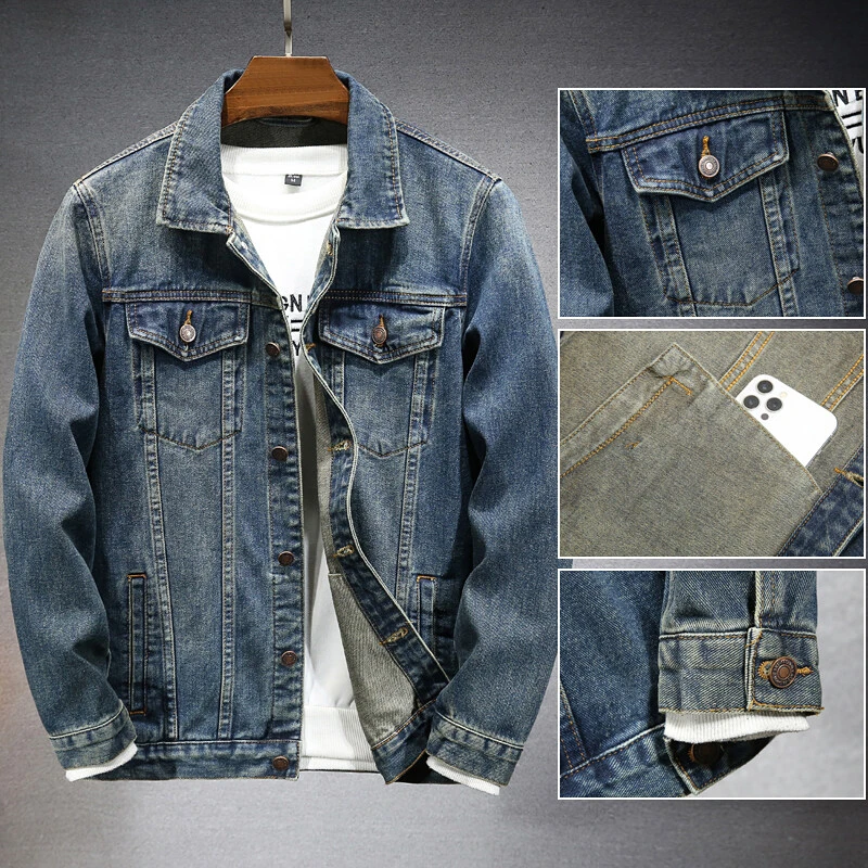 复古牛仔外套男2025年秋季新款简约百搭怀旧男装牛仔衣服大尺码夹
