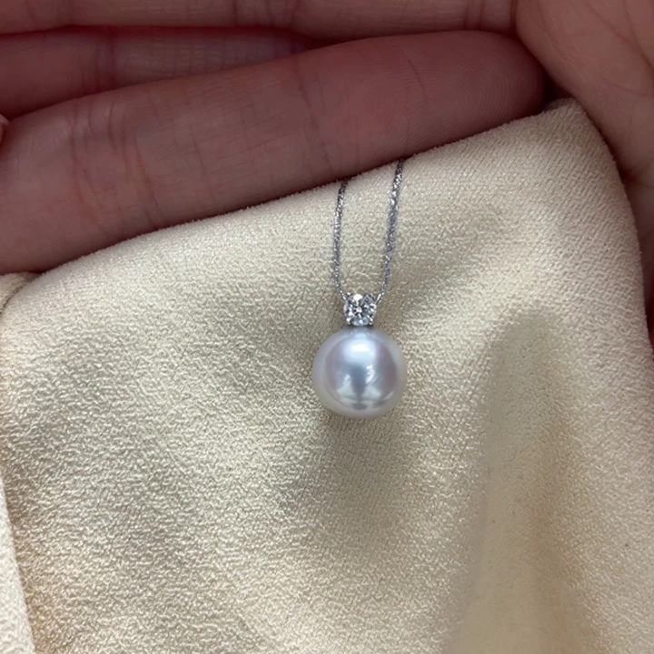 吊坠(不含链)18K金镶嵌海水珍珠9-10m 32号