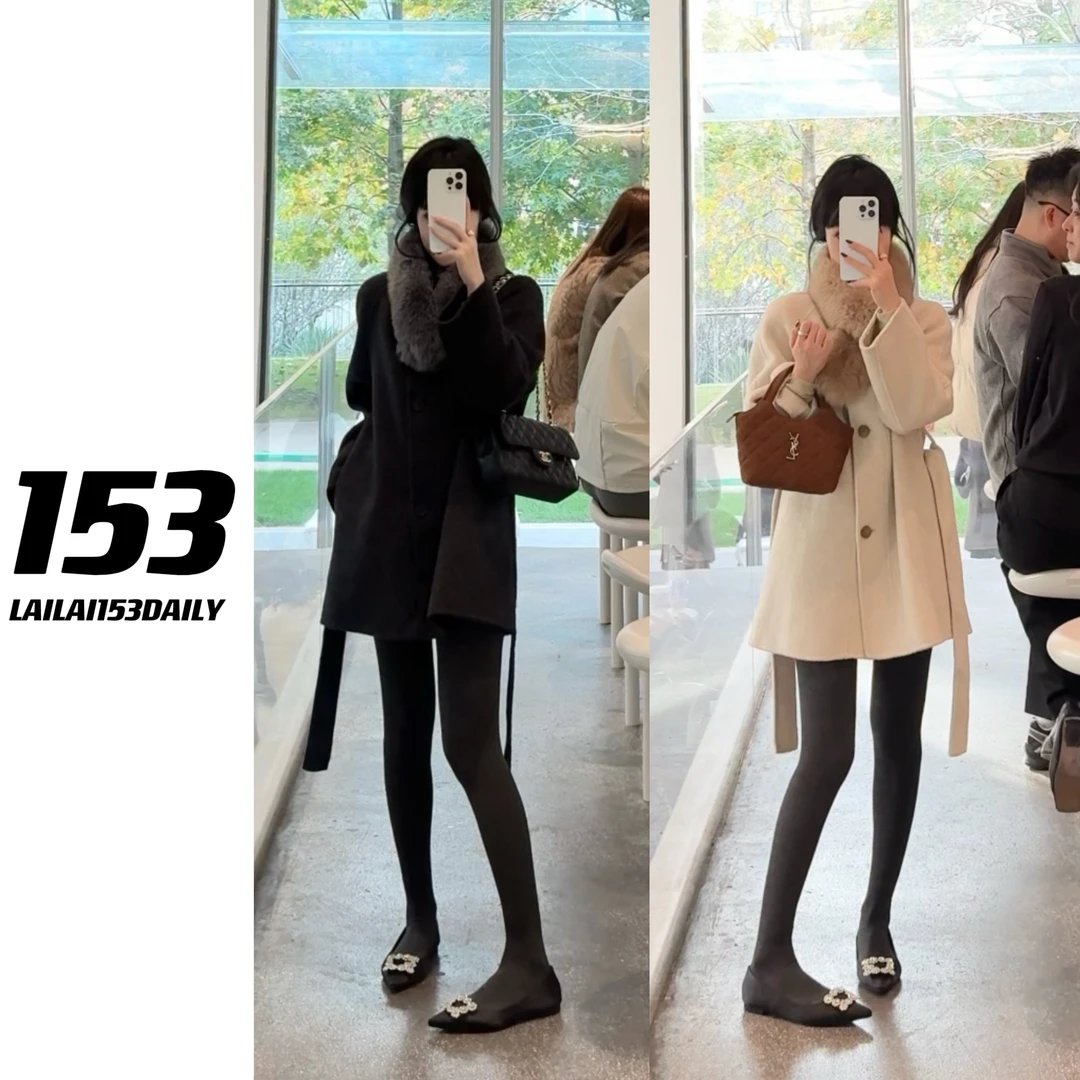 【153的日常】大小姐羊绒外套碳灰秋冬网红休闲百搭25DW7108