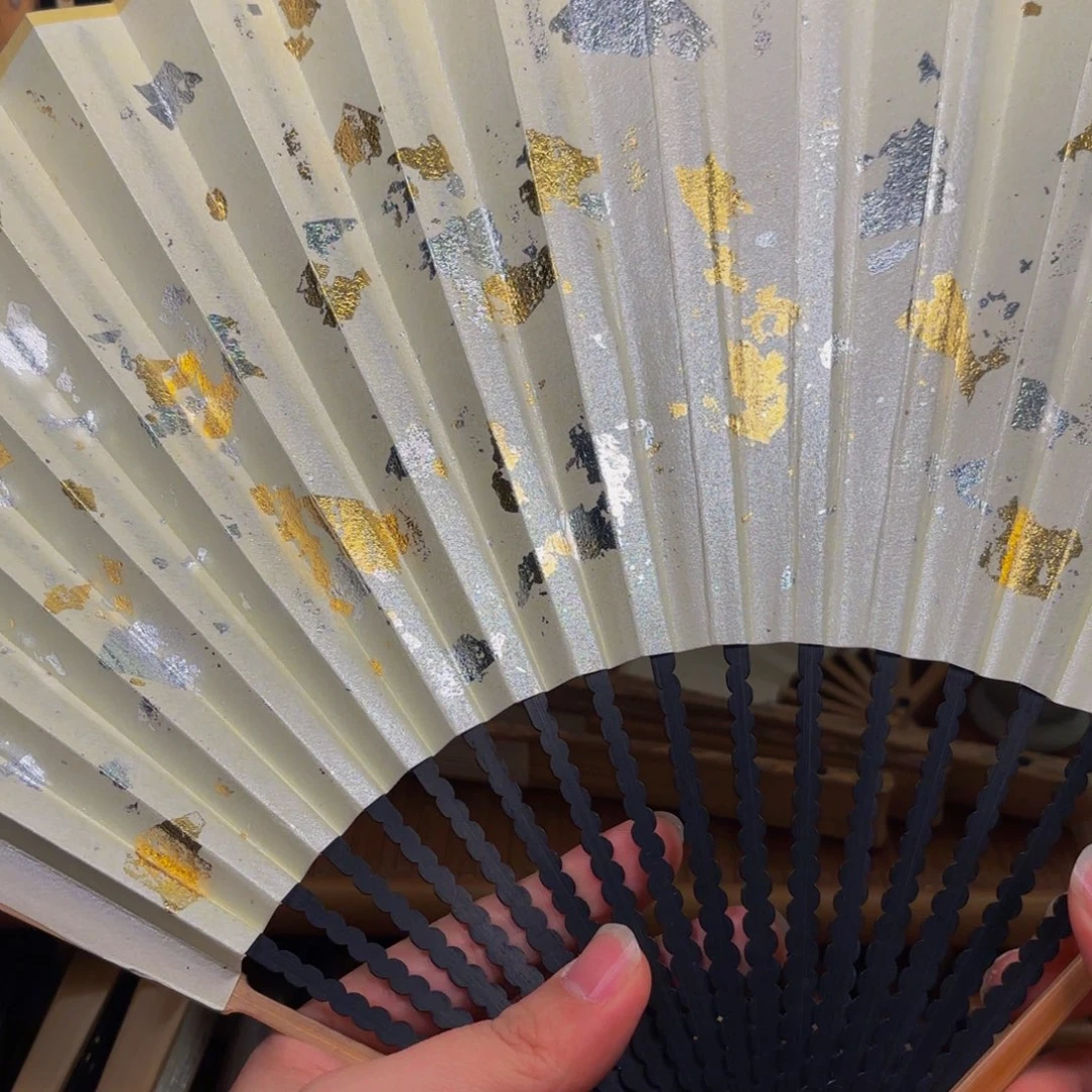 扇子白撒金龙鳞老川料158