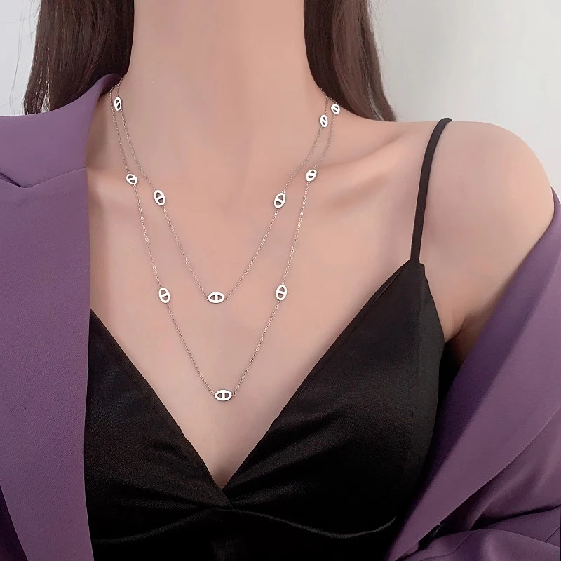 CUOOYINO/初影 钛钢项链 【猪鼻子】精致百搭项链轻奢毛衣链锁骨链