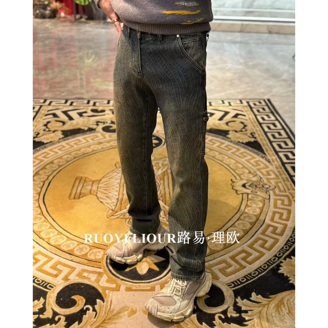【路易理欧】2024欧货时尚潮流弹力南瓜休闲百搭阔保暖牛仔裤9822
