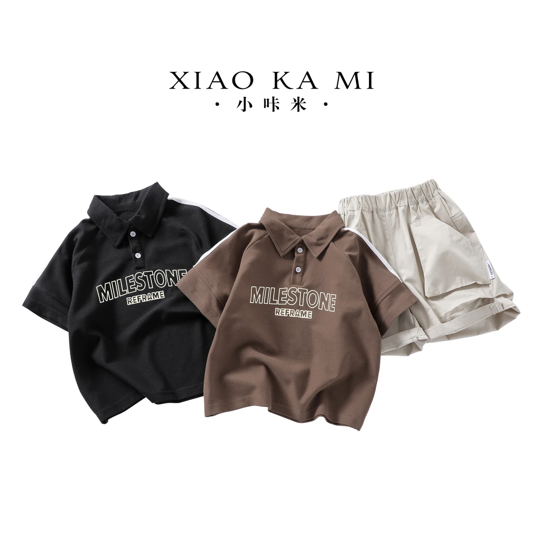 小咔米X7003男宝夏季新款Polo衫T恤儿童美式翻领休闲百搭潮童半袖