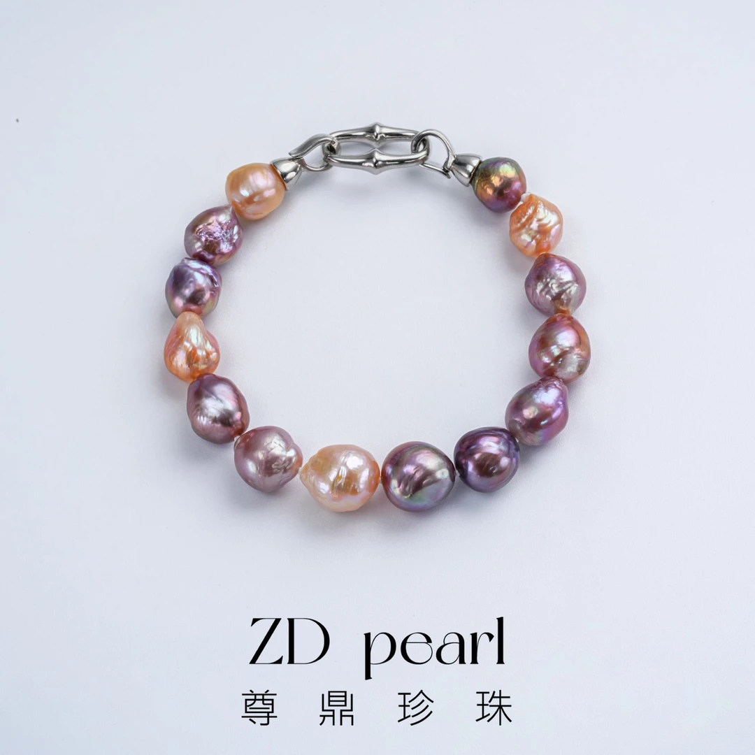 【阳阳】尊鼎珍珠-合金淡水珍珠混彩糖果巴洛克手链-9-11mm