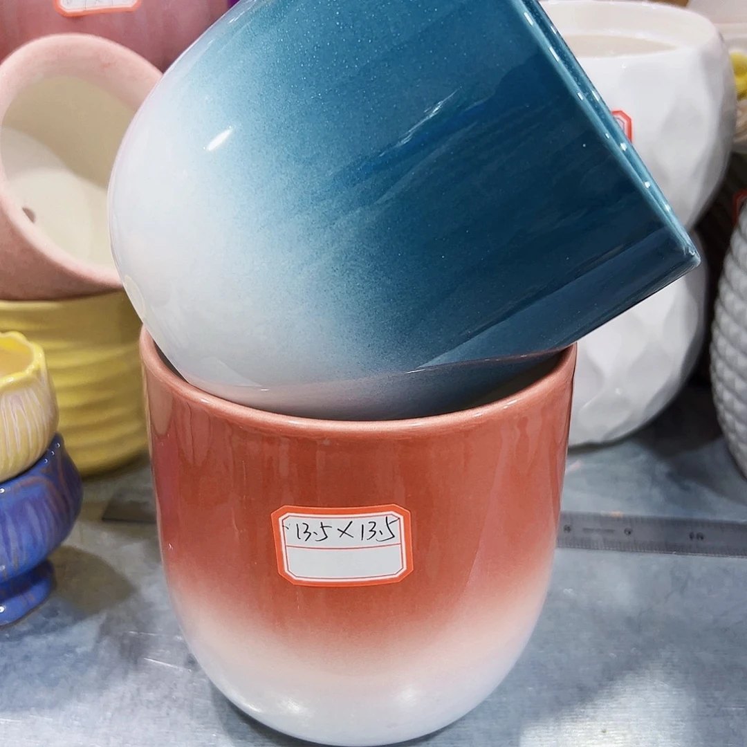 有孔，外贸尾单陶瓷花盆凑单10米包邮