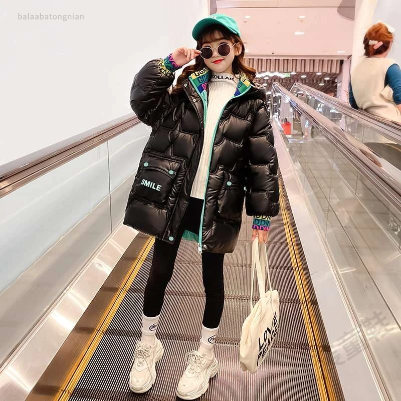 巴拉童年女童棉服儿童亮面免洗外套棉衣2023新款冬装洋气大童冬款