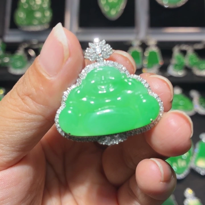 翡翠18K金镶嵌吊坠(不含链)翡翠