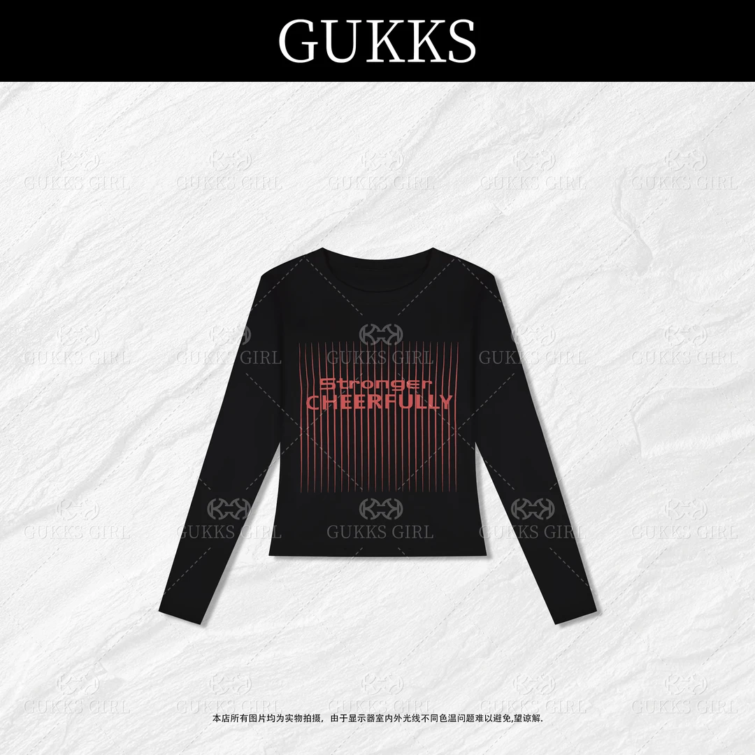 琪琪GUKKS『字母时代』2025秋季新款朋克风印花字母长袖T恤上衣