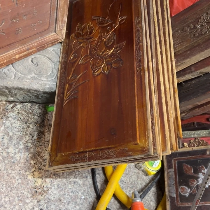 【闪购商品】香榧木往**风老木雕花板艺术7片