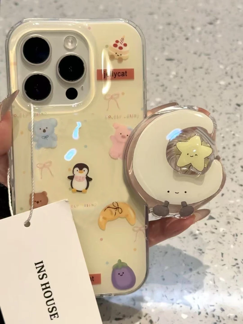 可爱卡通茄子小熊适用iPhone16苹果15手机壳华为oppo小米14vivo女