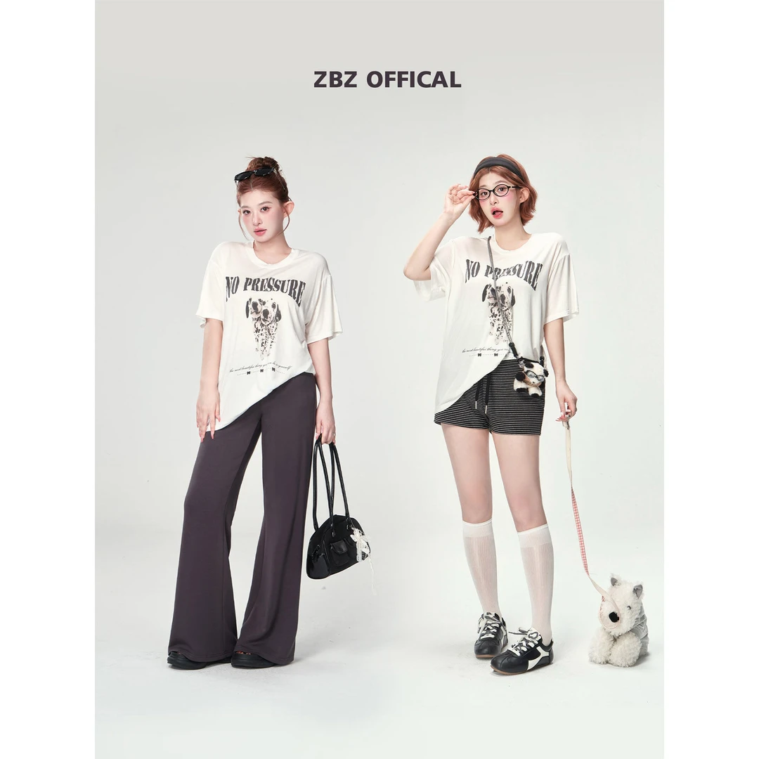 百搭舒适线|斑点狗T冰淇淋面料触感93莱赛尔微胖休闲上衣ZTTP2884