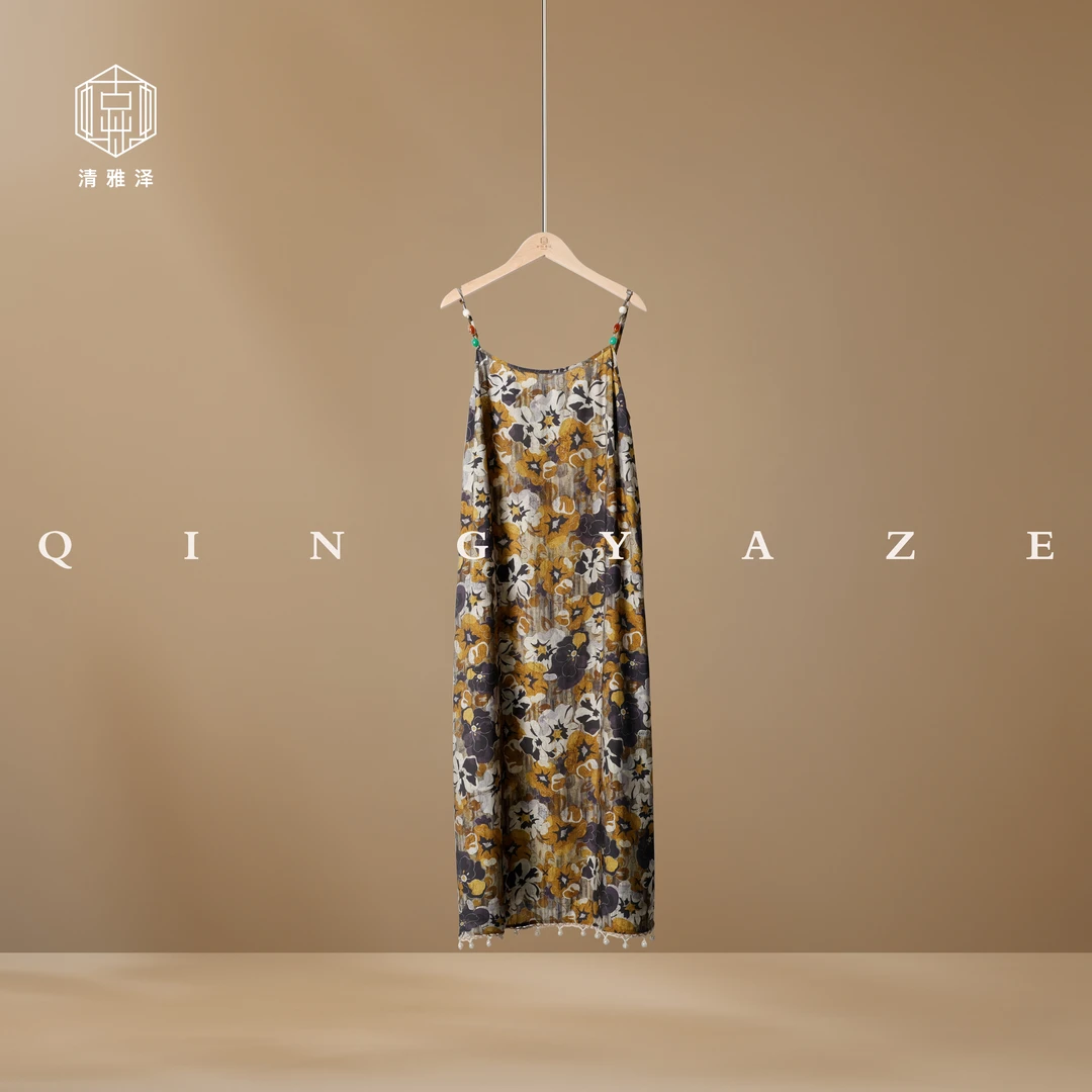 绿叶仙踪！烧花蕾丝花边新中式吊带裙！GZ5820