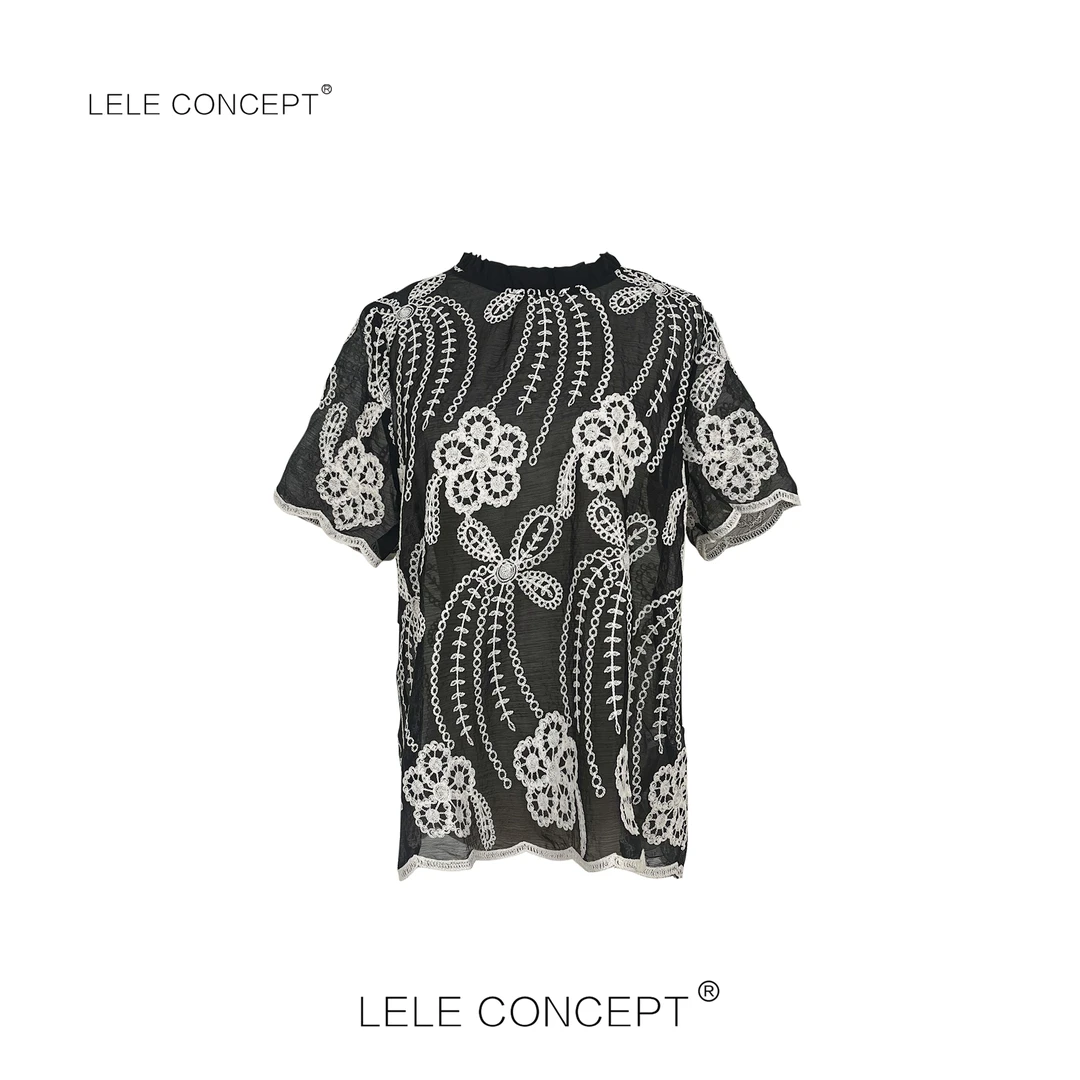 LELE CONCEPT丨菲领扣花半袖上衣S1010